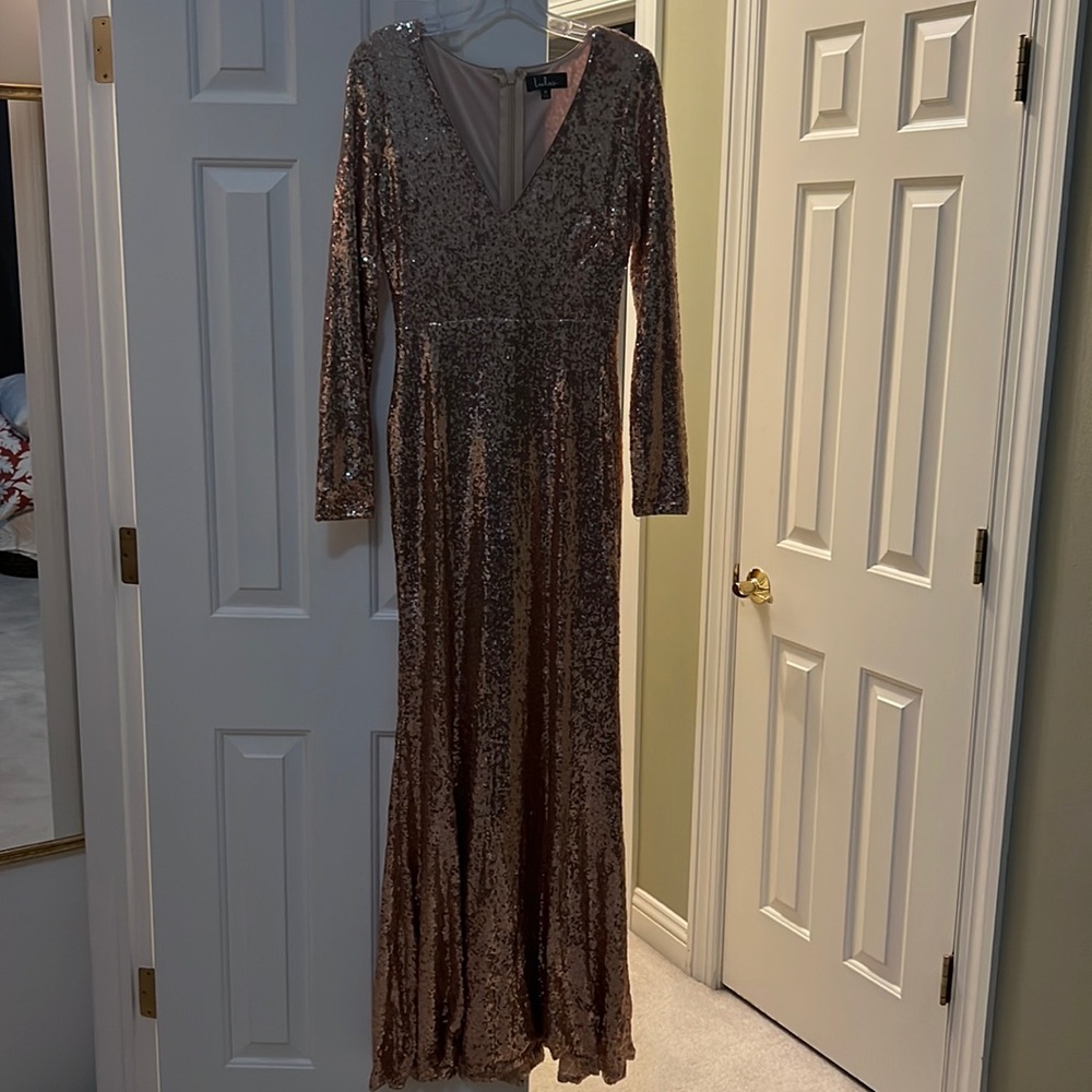 Lulus rose gold long dress